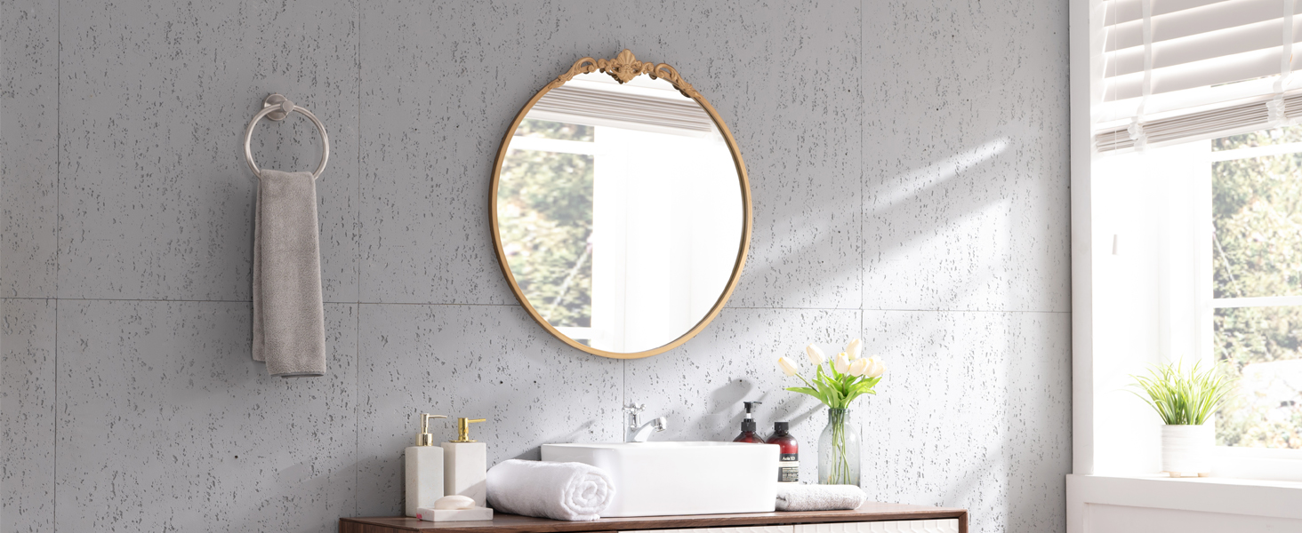 Amazon.com: LOVNAHO Round Gold Mirror 24.5in Ornate Golden